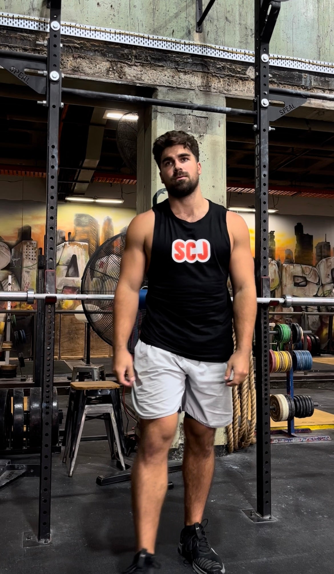 SCJ (Snatch, Clean, Jerk) White+Red Muscle Tee