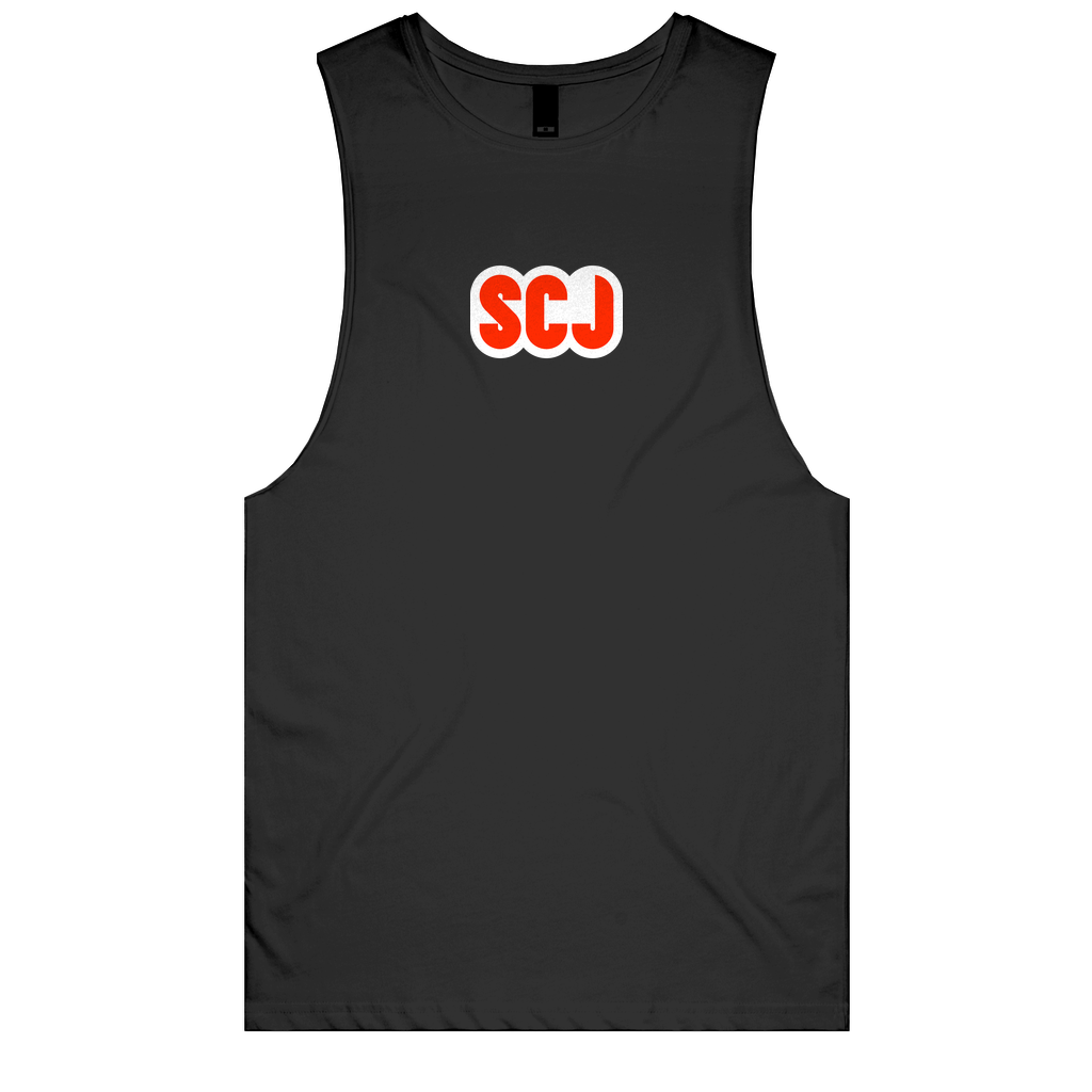 SCJ (Snatch, Clean, Jerk) White+Red Muscle Tee